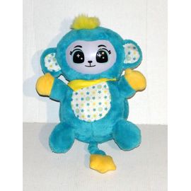 Monki Pop Bleu Peluche Interactive Singe Monkipop Sonore Lumineuses Parle Français Vtech 24cm