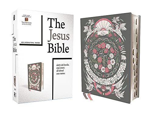 The Jesus Bible Artist Edition, Niv, (With Thumb Tabs To Help Locate The Books Of The Bible), Leathersoft, Gray Floral, Thumb Indexed, Comfort Print