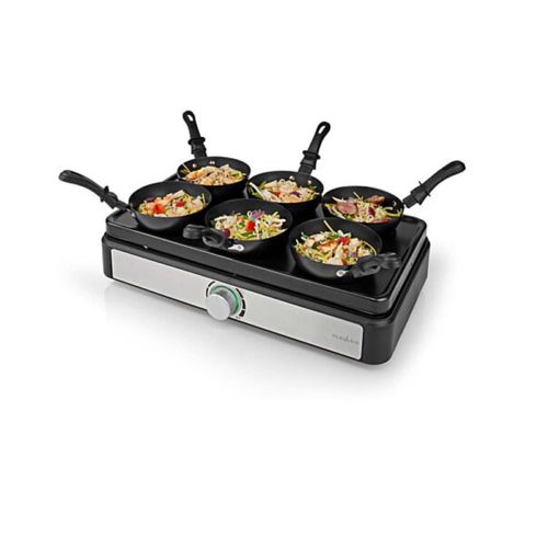 Nedis - Nedis party wok set | gril | 6 personnes | spatule | réglage de la température | revêtement antiadhésif | rectangle fcra310fbk6