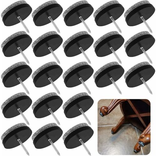 Patin Chaise a Clouer,Tampon Chaise,80 Pièces Clous Patins de Meuble,Patins Meubles en Feutre Tampons pour Protection Pieds de Table Chaise Meubles,22 mm Pads en Feutre Glide Noir goodnice