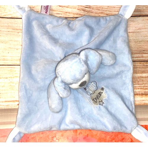 Doudou Chien Bleu Sweet Dream Plat Pommette Jouet Bebe