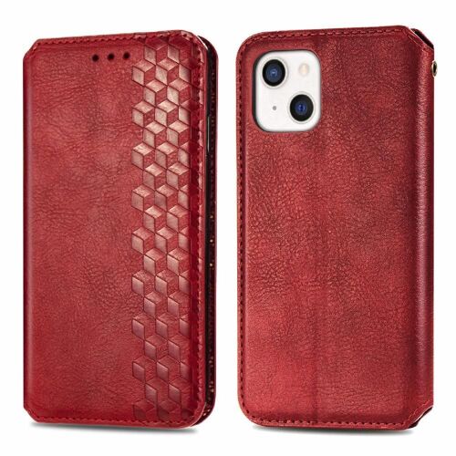 Étui Pour Iphone 13 Couverture Flip Entreprise Exquise Étui En Cuir Fonction De Portefeuille Conception De Mode - Rouge