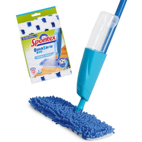 Spray Duo Mop Spray Mop - Microfibre Mop Head - Cleans Laminate, Floors & Tiles - Reversible Mop Head No Contact With Hands