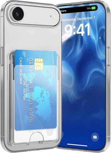 Coque pour iPhone Air avec Porte Cartes, Souple TPU Silicone Transparente Protection de la Caméra Étui Portefeuille Lentille Anti-Rayures Carte Housse pour 2 Cartes