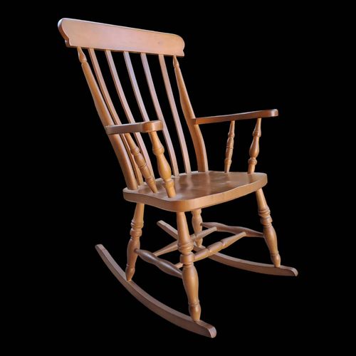Rocking Chair En Bois Massif Vintage Marron