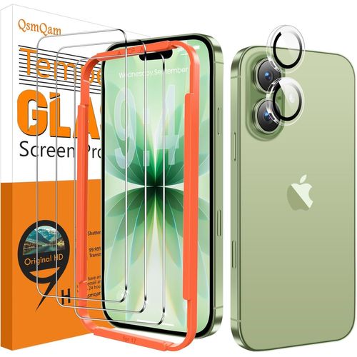 Cauc-3 Pièces Verre Trempé Pour Iphone 17 6.3"" + 1 Pièces Caméra Arrière Protecteur, Norme Militaire Protection Écran, Verre Ultra-Résistant 9h+, Outils D'installation Auxiliaires Inclus