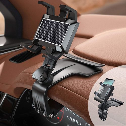 Support De Téléphone, Miroir De Support De Tableau De Bord De Voiture Multifonction Avec Pince À Ressort Réglable À 360 °, Adapté Aux Smartphones De 3 À 7 Pouces (Console Centrale)