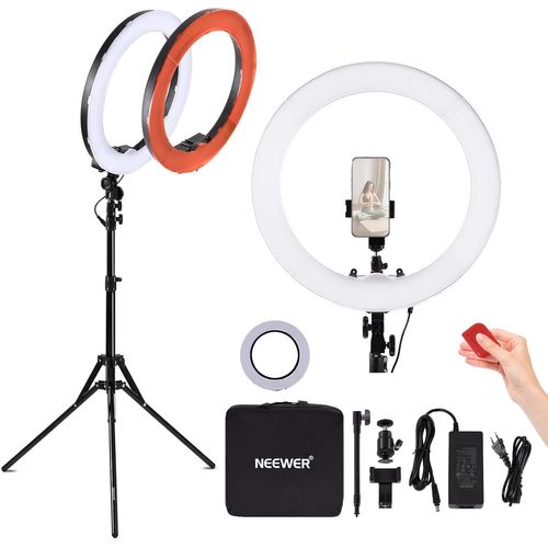 NEEWER Ring Light Professionnel avec Trépied et Diffuseur : 45cm 55W 5600K Réglable LED Anneau Lumineux, Anneau Lumineux pour Appareil Photo Professionnel