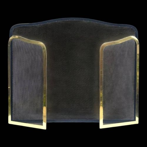 Ancien parefeu pliable en acier bross et mtal dor dore