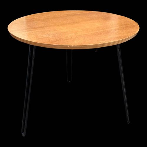 Table daposappoint ronde pieds pingles mtal laqu noir bois