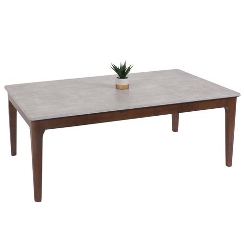 Table Basse Hwc-M55, Table D'appoint Table De Salon En Bois Massif Hdf Stratifié Mélaminé 46x120x70cm Aspect Béton Pieds Bruns