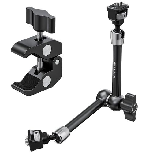 NEEWER Bras Magique Articulé 11" avec Super Pince, Support pour Moniteur Caméra avec Goupilles&Trou Positionnement Arri 1/4" 3/8" pour DSLR Action Cam Éclairage Compatible avec SmallRig Cage, ST16C