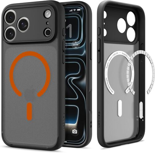 Coque pour iPhone 17 Pro, Ultra Hybrid MagFit, [DuraClear, Qualité Signature ] - Frost noir orange