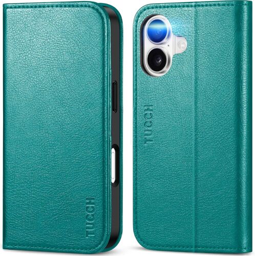 AEFJ-Coque pour iPhone 17 6,3-Pouces 5G 2025 [RFID Blocage] Portefeuille | Etui Cuir Synthétique Anti-Rayures TPU Housse Folio 3 Emplacements Cartes Fontion Stand Protection Complète, Cyan Texturé