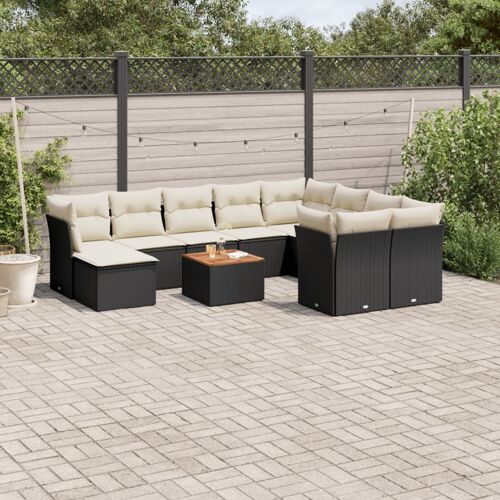 Vidaxl Salon De Jardin 11 Pcs Avec Coussins Noir Résine Tressée