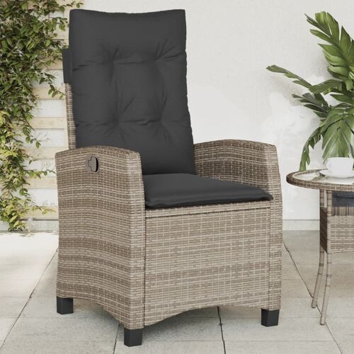 Vidaxl Chaise Inclinable De Jardin Avec Coussins Gris Résine Tressée
