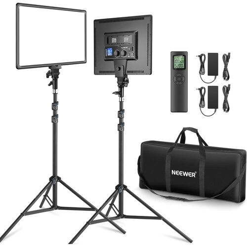 NEEWER 2 Packs Panneau Lumière Vidéo LED 45,7cm , Éclairage Vidéo Bicolore Variable avec Support Lumière & Sac Transport, 45W Lampe Studio Vidéo pour Jeu/Diffusion Direct/Youtube/Studio/Photographie
