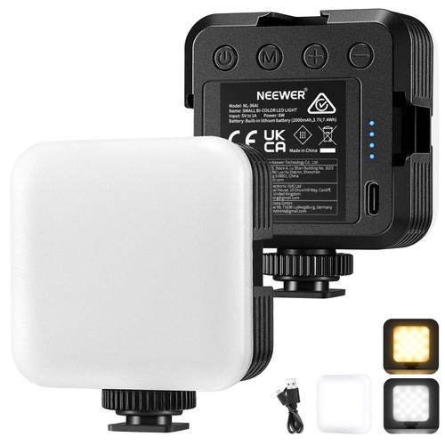 NEEWER LED Lampe Vidéo,Portable Bicolore 3200K 5600K Dimmable Caméra Lumière Douce avec 3 Chaussure Froide,CRI 97+,8 Modes Scène,Batterie Rechargeable 2000mAh pour Youtube/Vlog/Photographie,NL-36AI