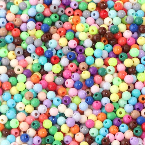 Mini Perles Rondes En Acrylique De 4mm,1000 Pièces/Lot,Accessoires Artisanaux Pour Bricolage De Bijoux,Bracelets Et Colliers - Type Dark Color