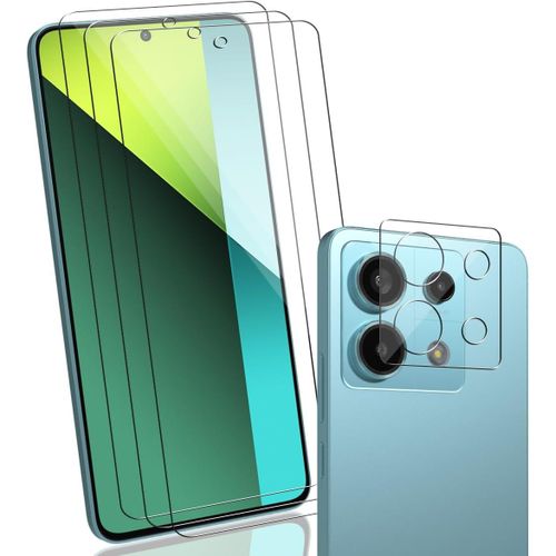 Protection D'écran Pour Xiaomi Redmi Note 13 5g,3 Pièces Verre Trempé + 1 Pièces Arrière Caméra Verre Trempé,Dureté 9h Glass/Haute Définition¿Pour Xiaomi Redmi Note 13 5g Protecteur D'écran