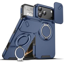 Pour Coque Iphone 17 Pro Max Avec Protection De Caméra Coulissante Case Antichoc Étui Avec Magnétique Anneau Support Rotatif [Z29]