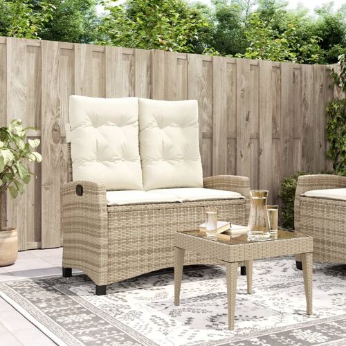 Vidaxl Banc Inclinable De Jardin Avec Coussins Beige Résine Tressée