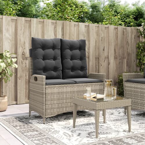 Vidaxl Banc Inclinable De Jardin Et Coussins Gris Clair Résine Tressée