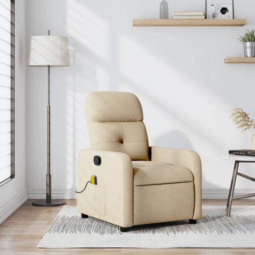 vidaXL Fauteuil de massage inclinable Crème Tissu