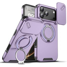 KALANKA-pour Coque iPhone 17 Pro Max avec Protection de Cam¿¿ra Coulissante Case Antichoc ¿¿tui avec Magn¿¿tique Anneau Support Rotatif ¿¿ 360 degr¿¿s Housse (Violet)