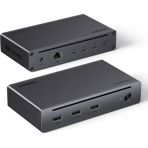 Revodok 208 Dock Thunderbolt 4 40Gbps 15W Unique 8K30Hz Double Affichage 4K60Hz 8 En 1 Docking Station Avec Trois Tbt4 Multi Usb 3.2 10Gbps Adaptateur Ethernet Gigabit Dc 140W Alimenté
