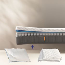 EMMA | Pack Matelas Original II Plus 80x200 + Oreiller Nuage + Couette Légère| Ressorts + Mémoire de Forme | Housse Plus Respirante