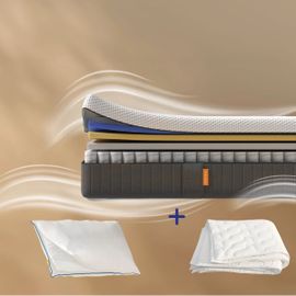 EMMA | Pack Matelas Hybride II Plus 80x200 + Oreiller Nuage + Couette Légère | Mémoire de Forme + Ressorts | Housse Plus Respirante