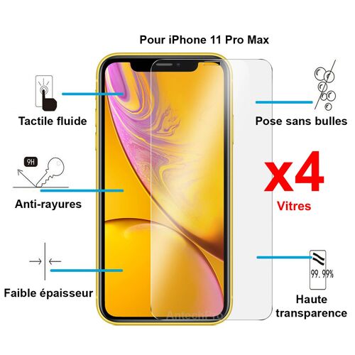 Vitre De Protection En Verre Trempé Pour Iphone 11 Pro Max - Lot De 4