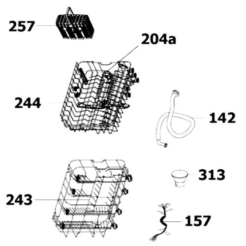Tuyau de chargement (repère 142) Lave-linge (49037208 673000900061 CALIFORNIA CANDY CARREFOUR HOME FAR HOOVER SABA SAMANA SIGNATURE VALBERG)