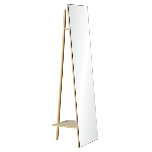 Portant vêtements miroir en bois L45 x H160 cm