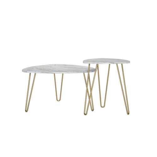 Tables gigognes en PVC stratifié panneaux de particules blanc Marbre