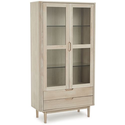 Vitrine 2 Portes 2 Tiroirs En Chêne Massif Clair