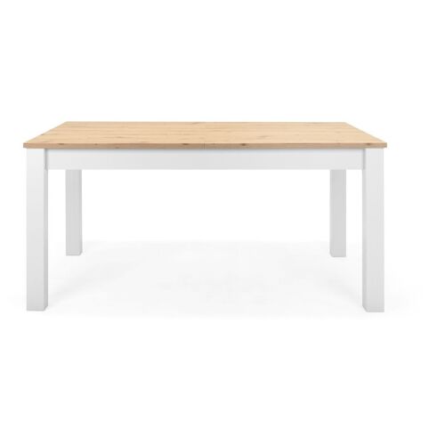 Table À Manger Extensible 160/215 Cm Blanc/Bois
