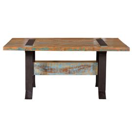Table En Bois Recyclé Et Piètement En Métal Multicolore