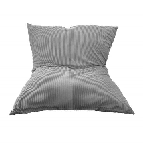 Pouf Velours Côtelé Gris clair 180 x 140 cm
