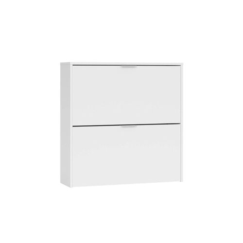 Meuble à chaussures avec 2 portes pliantes effet bois blanc