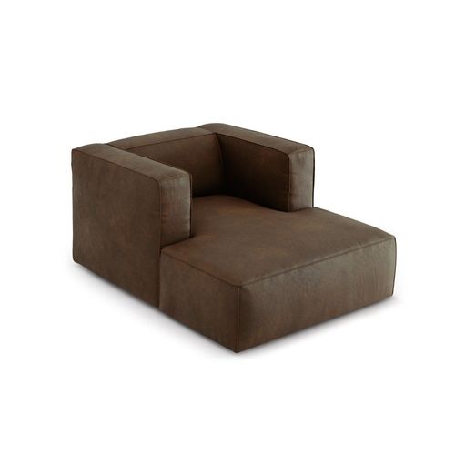 Méridienne 1 Place En Cuir Marron Foncé