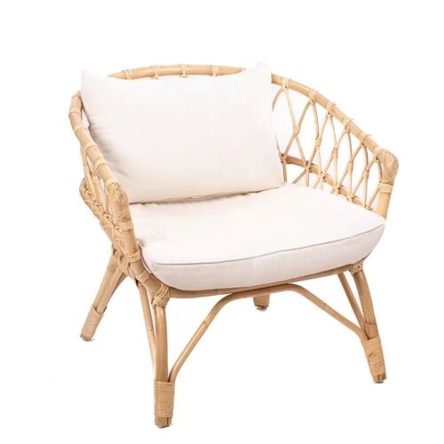 Fauteuil En Rotin Avec 2 Coussins