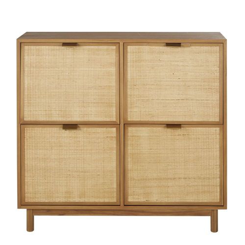 Meuble À Chaussures 4 Portes Cannage En Rotin