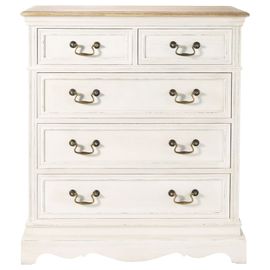 Commode Haute 5 Tiroirs Crème