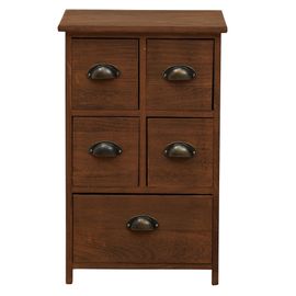 Commode Vintage Avec 5 Tiroirs En Bois Marron