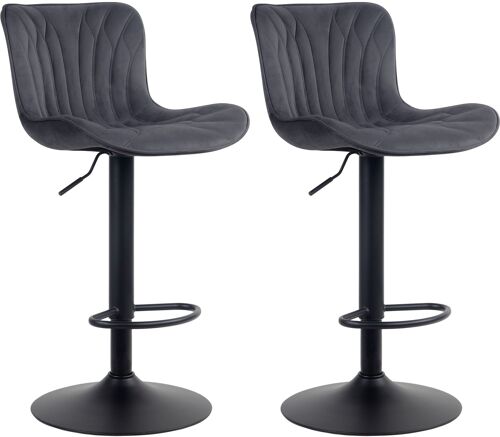 Lot de 2 tabourets de bar ajustables en velours Noir