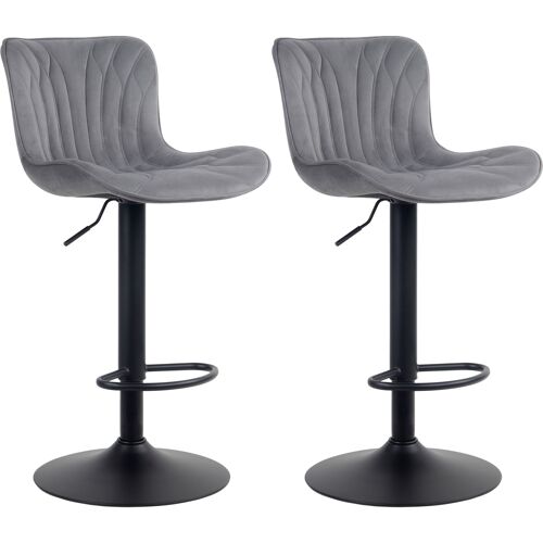 Lot de 2 tabourets de bar ajustables en velours Gris foncé