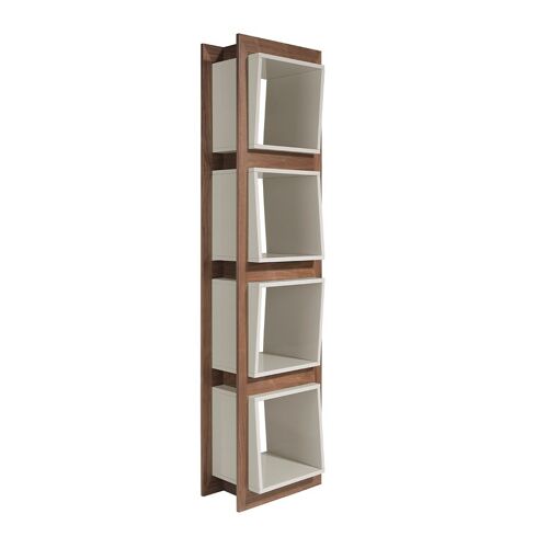 Étagère effet bois noyer et cubes gris