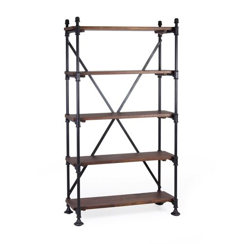 Étagère en bois marron et fer noir